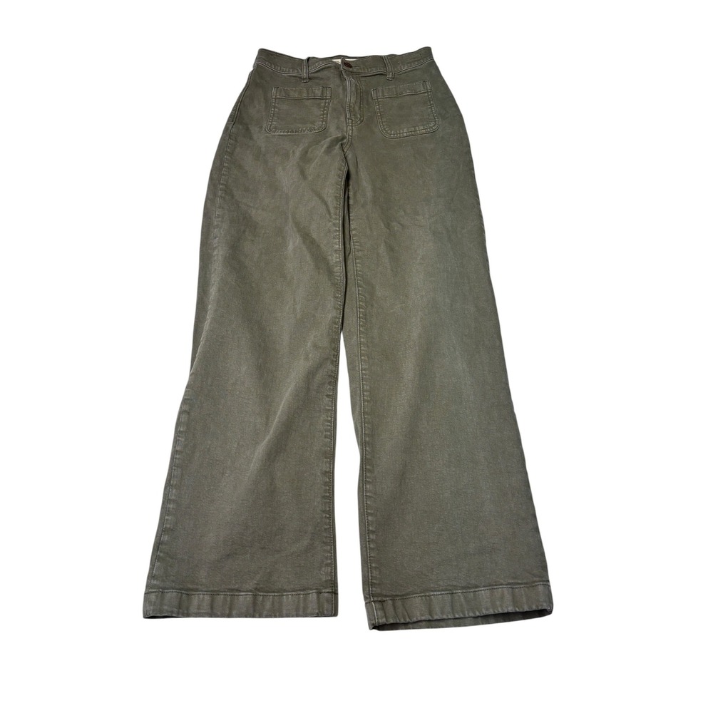 Madewell Emmett Wide-Leg Pants Olive Green High Rise Utility Womens Size 27X29